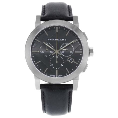 burberry chronograph leather strap watch bu9356 black|Burberry Chronograph Black Dial Black Leather Men's .